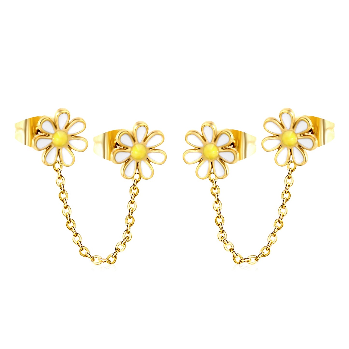 ???8mm six petal flower white/blue oil drops +03 cross chain 30mm accessories earrings gold color??¨¤