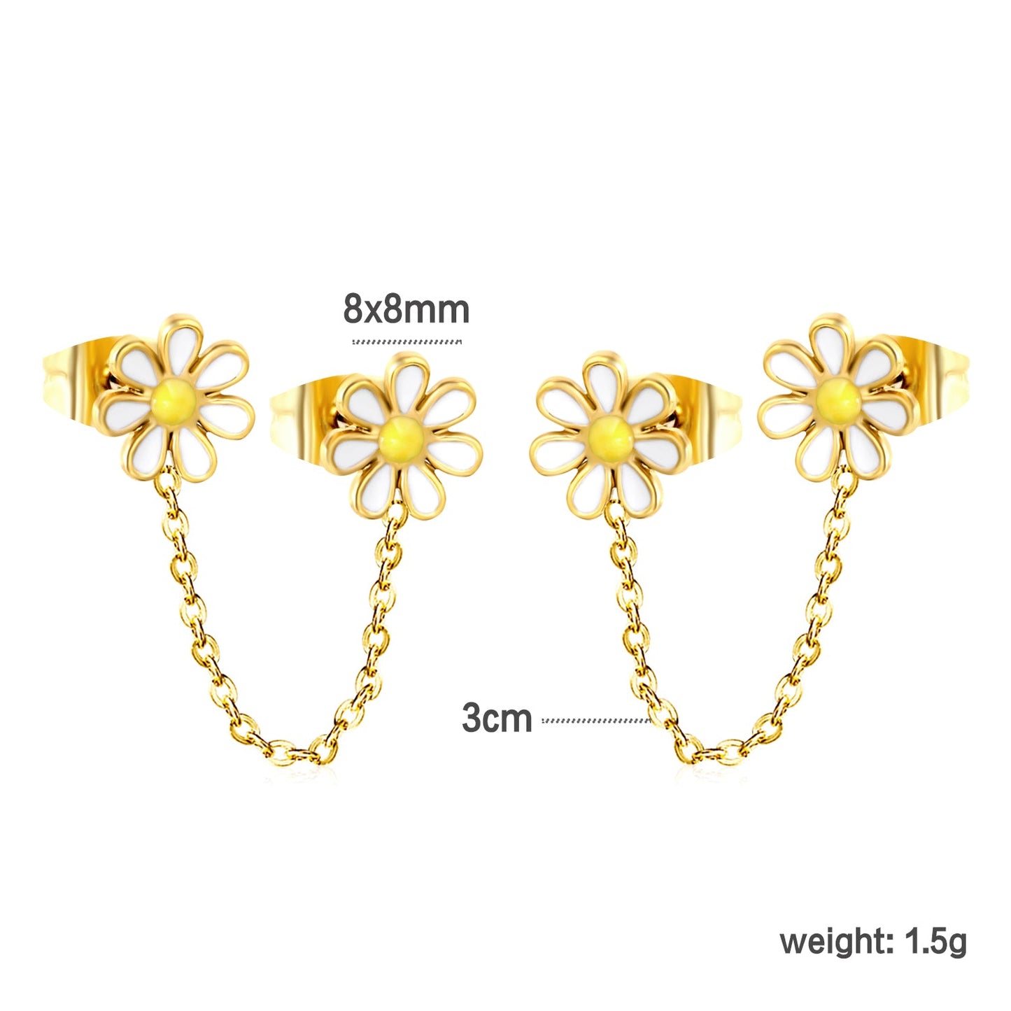 ???8mm six petal flower white/blue oil drops +03 cross chain 30mm accessories earrings gold color??¨¤