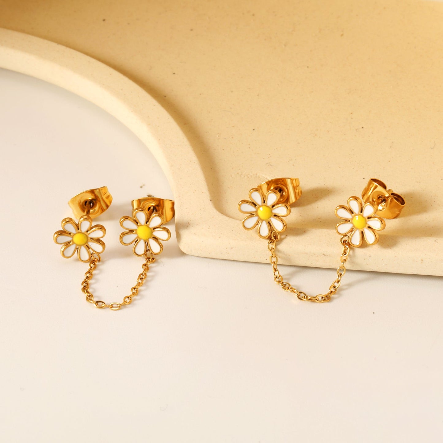 ???8mm six petal flower white/blue oil drops +03 cross chain 30mm accessories earrings gold color??¨¤