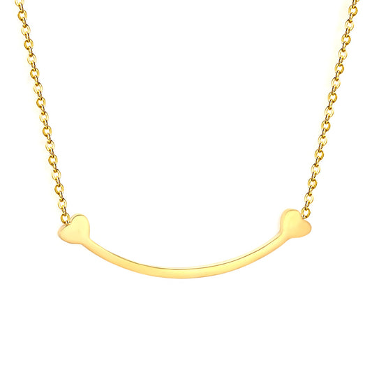 9.2 x 36.7mm curved bone pendant, 0.3mm cross chain 45+5cm, 6mm round tag necklace, gold