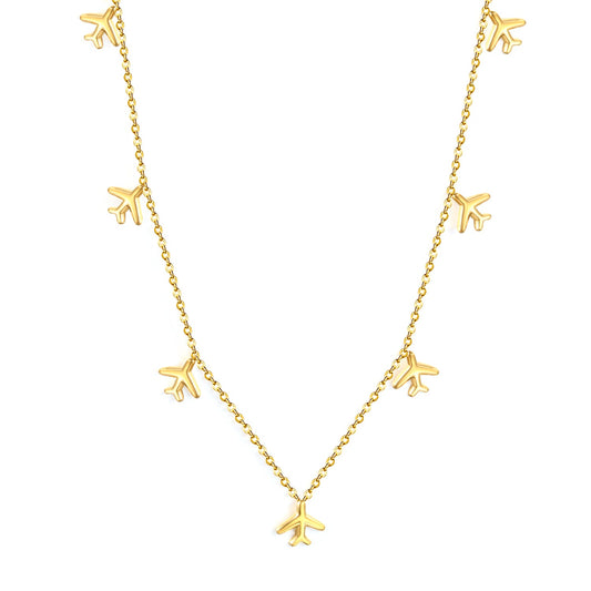 8.2 x 9 mm airplane accessory 0.3 cross chain 40+5 cm + 6 mm necklace gold