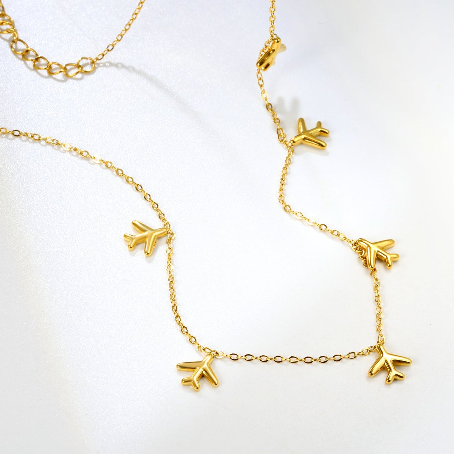 8.2 x 9 mm airplane accessory 0.3 cross chain 40+5 cm + 6 mm necklace gold