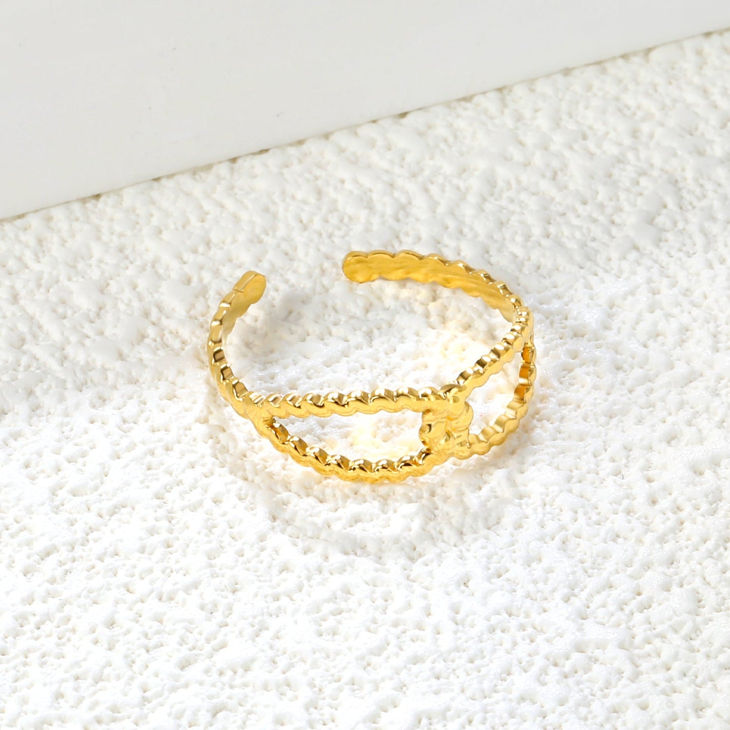 Star-Center Open Ring - Stainless Steel Retro-Modern Glam
