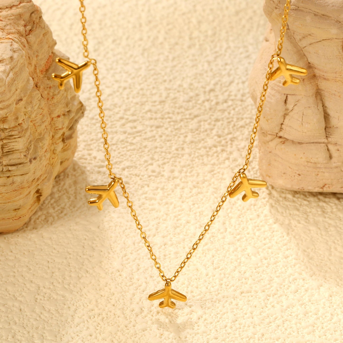 8.2 x 9 mm airplane accessory 0.3 cross chain 40+5 cm + 6 mm necklace gold
