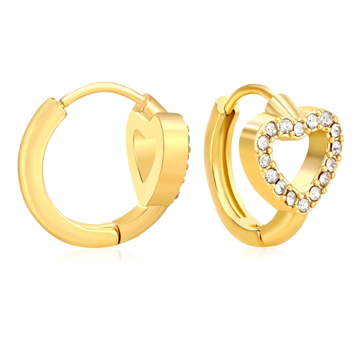 8.9 x 7.8mm heart-shaped openwork with white zirconia, ear hook 2.2 x inner diameter 10mm, gold earrings