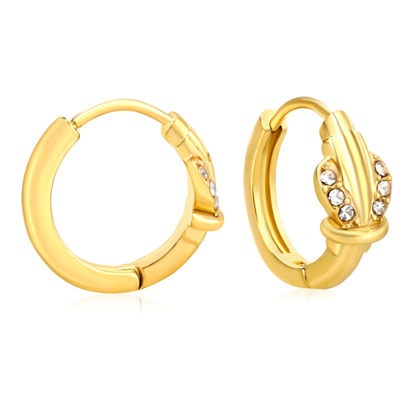 5.5 x 8.5mm cactus-shaped imitation white Czech crystal earring with a 2.2mm earring post and a 10mm inner diameter, gold-colored