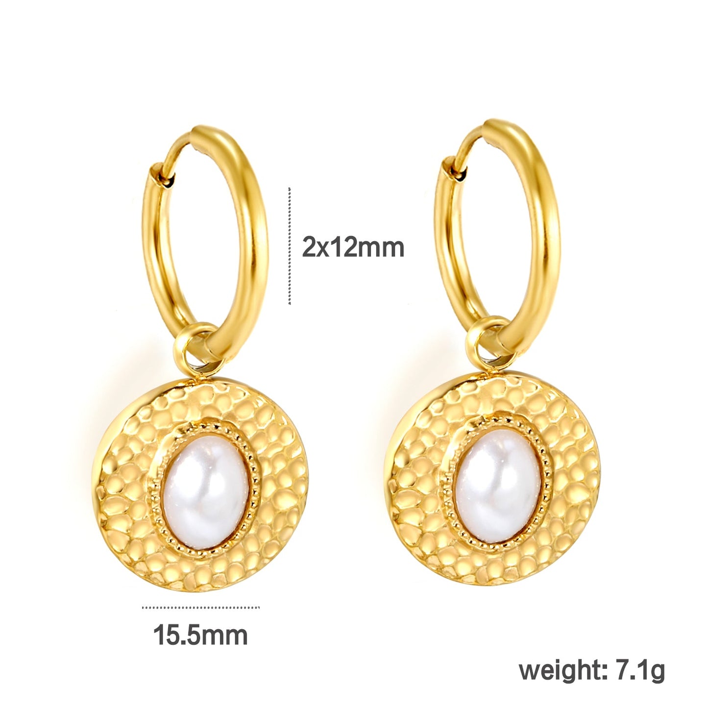 2*12mm I.D. earrings+15.5mm round cake stick imitation white pearl/pink crystal/tiger eye stone earrings gold color