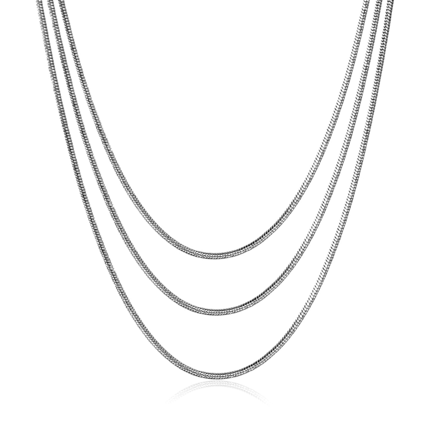 Sweater Chain 0.9 Round Snake 50+60+70cm+5cm+6mm Round Tail Plate Necklace Steel/Golden