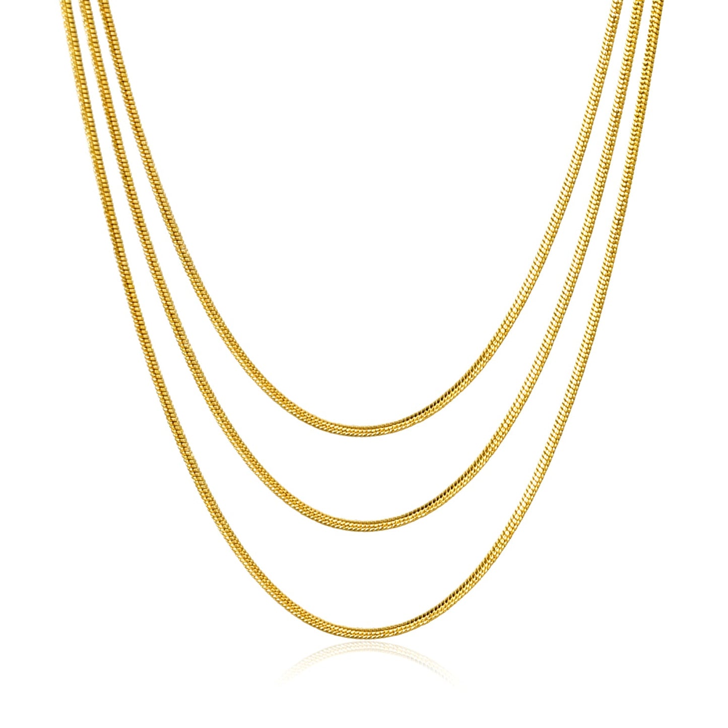 Sweater Chain 0.9 Round Snake 50+60+70cm+5cm+6mm Round Tail Plate Necklace Steel/Golden
