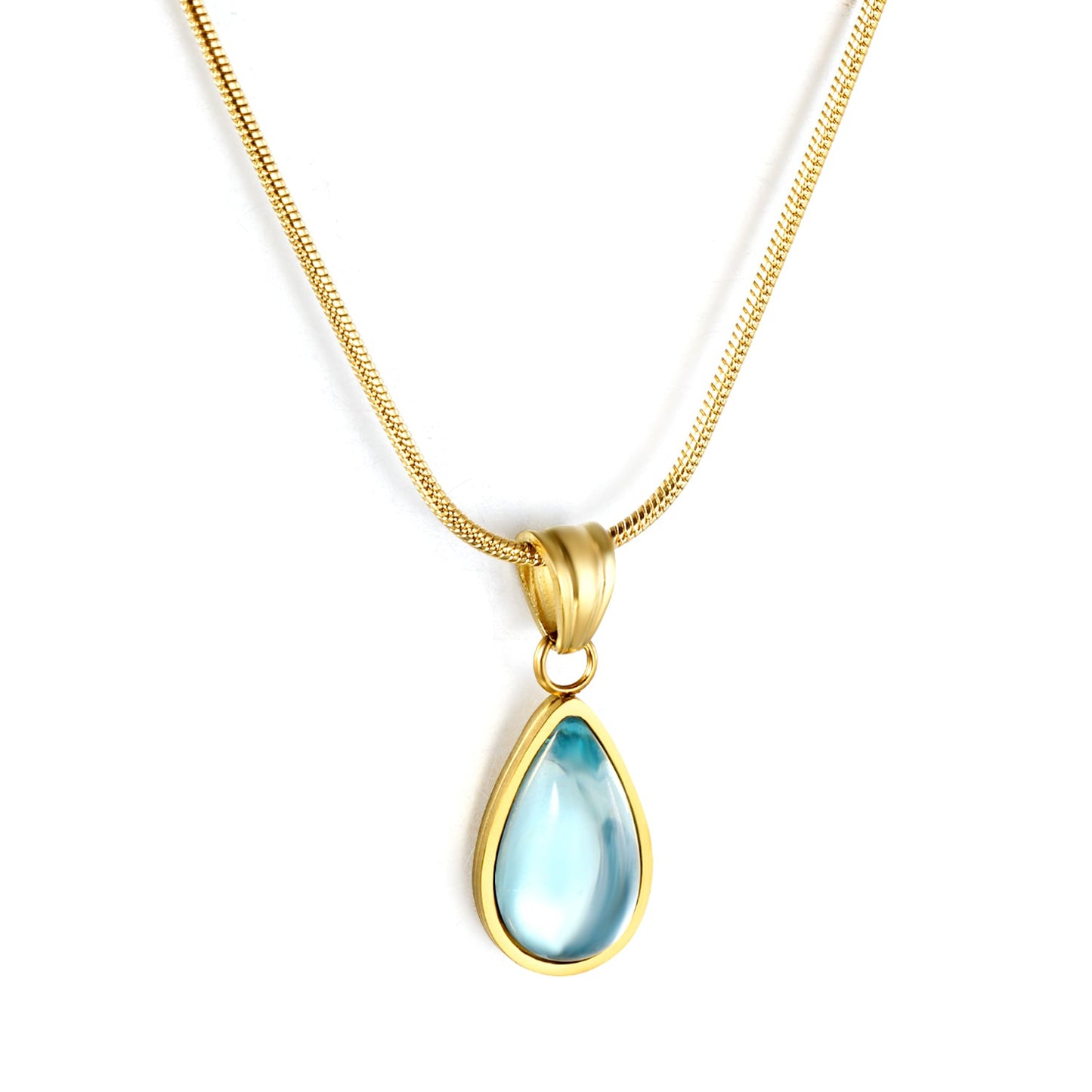5mm Six Claws Round White Diamond Pendant 40+5cm+6mm Round Tail Plaque Necklace Steel/Golden