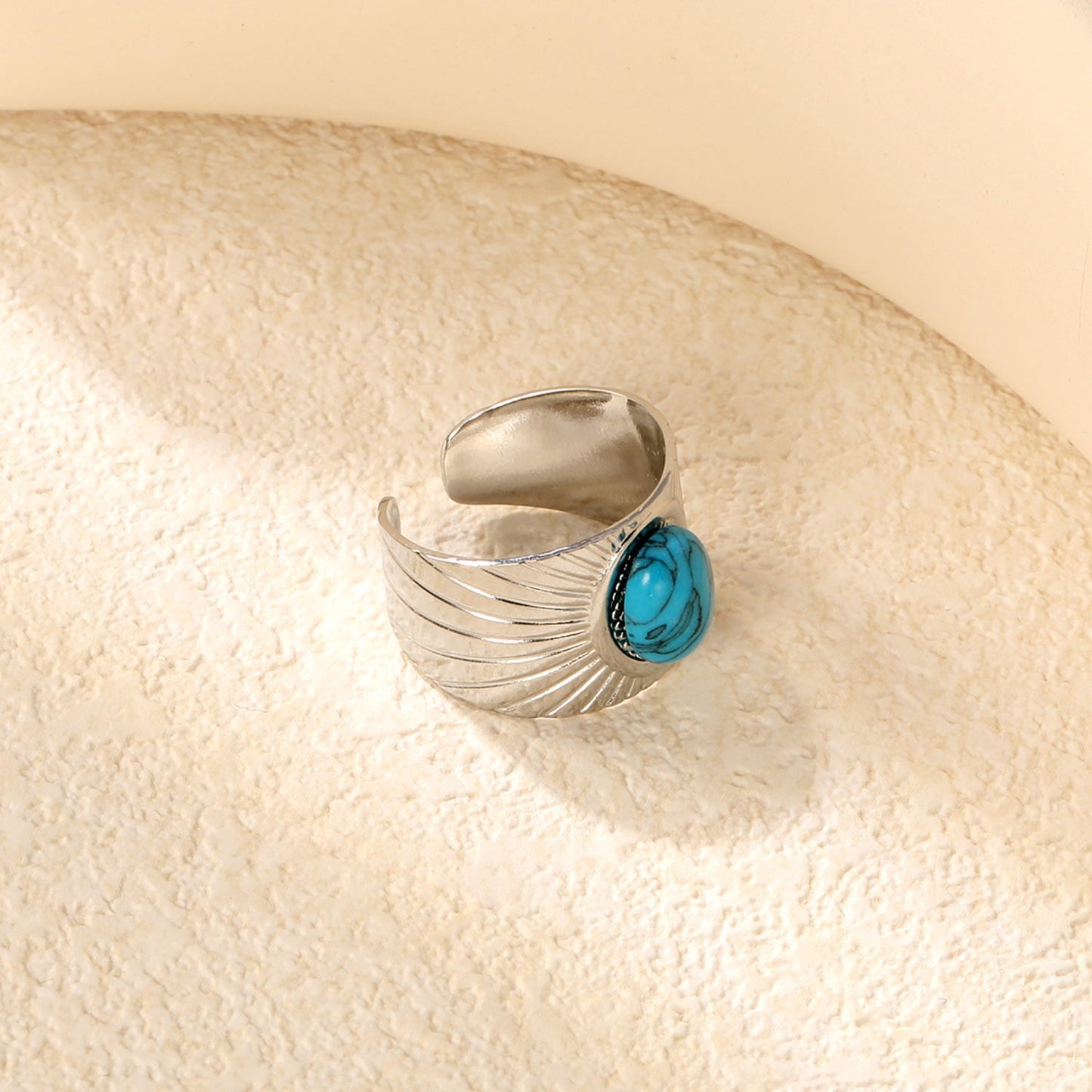 H14.2mm turquoise open-end ring, steel / gold color