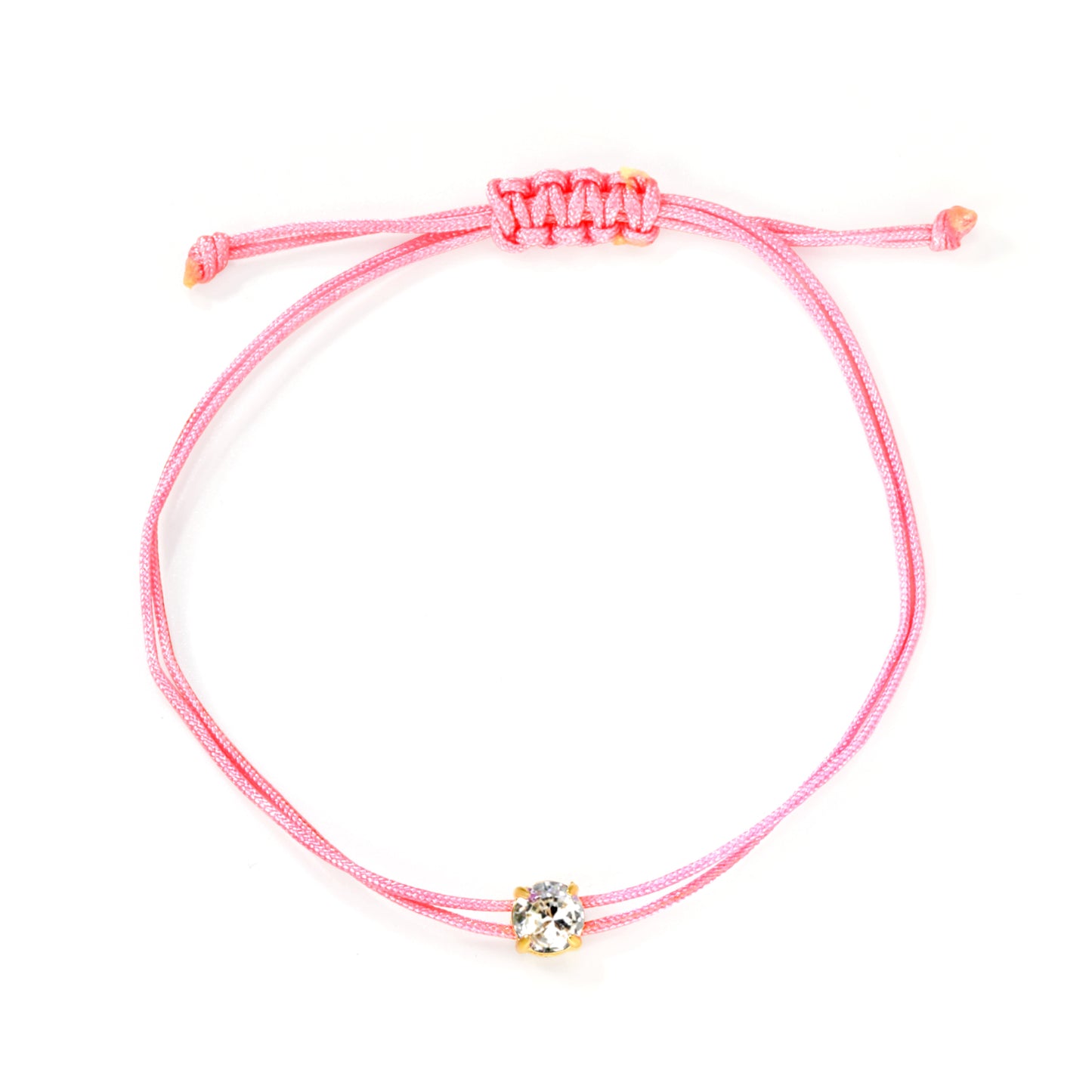 5mm White Zirconia+Fluorescent Orange/White Zirconia+Pink/White Zirconia+Fluorescent Yellow/Yellow Zirconia+Blue Wax Cord 20cm Bracelet