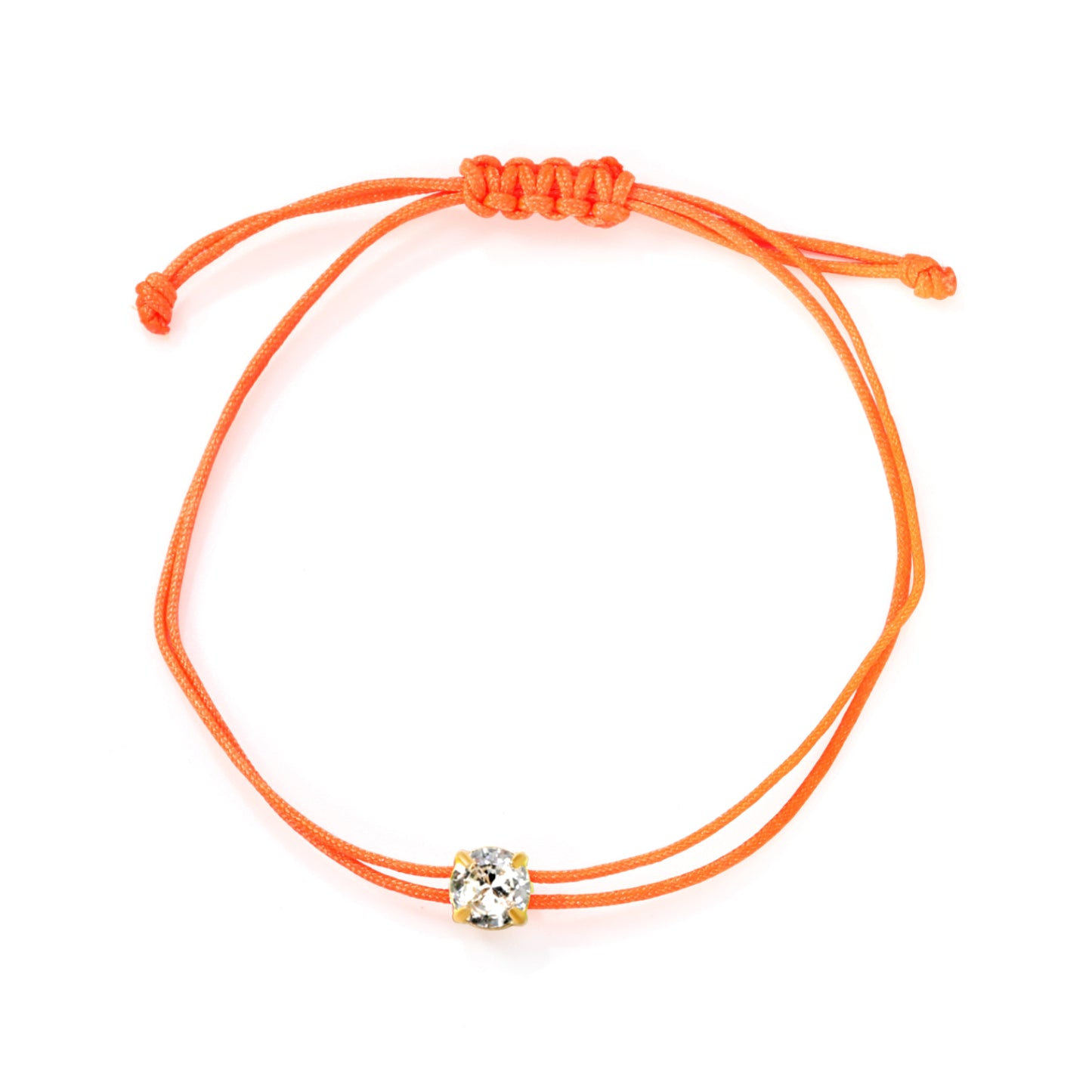 5mm White Zirconia+Fluorescent Orange/White Zirconia+Pink/White Zirconia+Fluorescent Yellow/Yellow Zirconia+Blue Wax Cord 20cm Bracelet