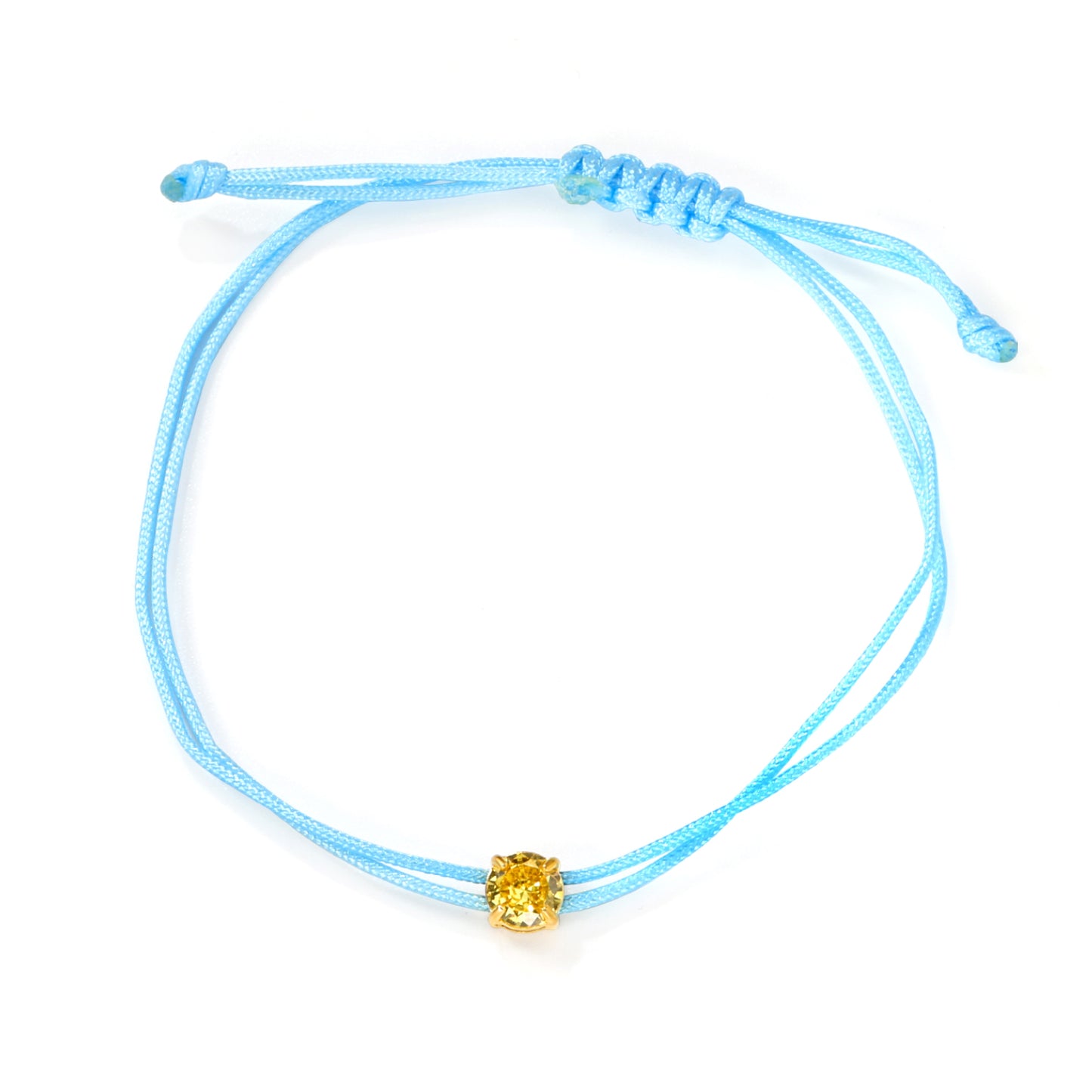 5mm White Zirconia+Fluorescent Orange/White Zirconia+Pink/White Zirconia+Fluorescent Yellow/Yellow Zirconia+Blue Wax Cord 20cm Bracelet