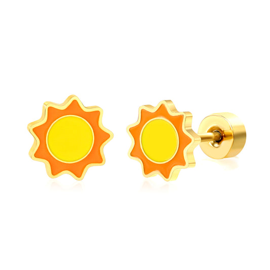 Thick 1.2*7mm sun drop oil 0.8*9mm pin screw plug earrings gold color