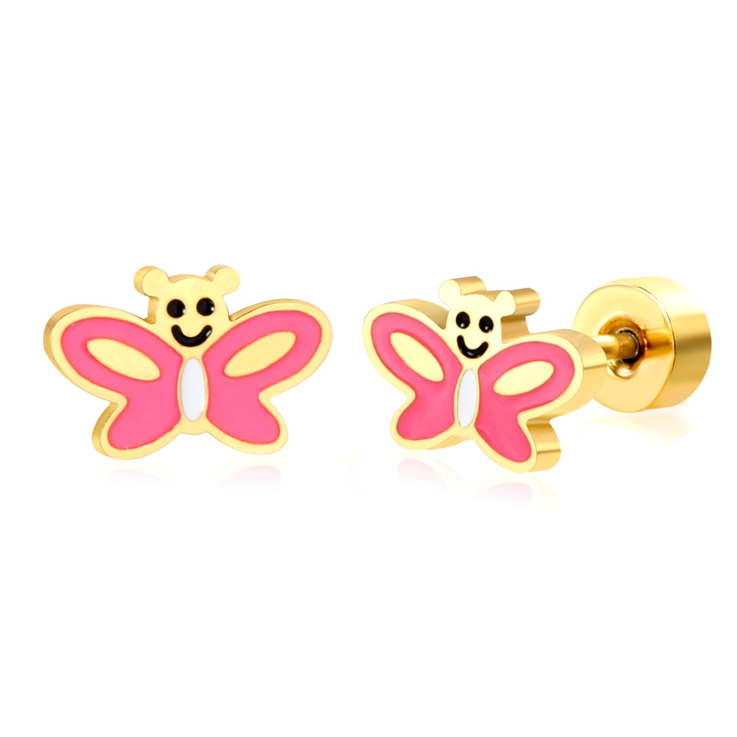 Thick 1.2*7*4.7mm small butterfly oil drip 0.8*9mm pin Screw plug earring gold color