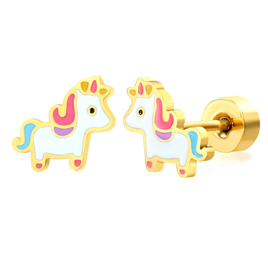 Thick 1.2*7.3*7mm carousel oil drip 0.8*9mm pin Screw plug earring gold color