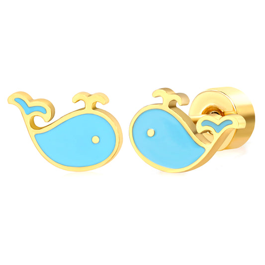 Thick 1.2*7*5.2mm Whale Oil Drip 0.8*9mm Pin Screw Plug Earring Gold Color