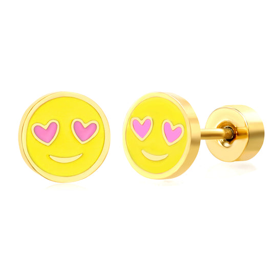 Thick 1.2*6.3mm round obsessive face oil drip 0.8*9mm pin Screw plug earrings gold color