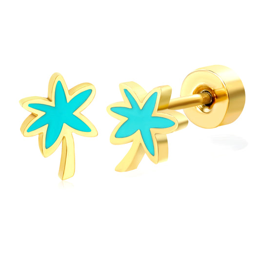 Thick 1.2*5*7mm Coconut oil drip 0.8*9mm pin Screw plug earrings gold color