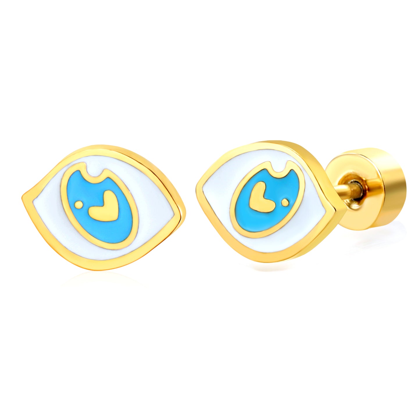 Thick 1.2*7.8*5.9mm eyes 3 drops of oil (divided into left and right) 0.8*9mm pin Screw plug earrings Gold color