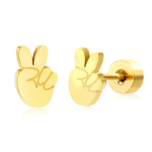 Thick 1.2*4*6mm Scissors Gesture 0.8*9mm Pin Screw Earring Gold Color