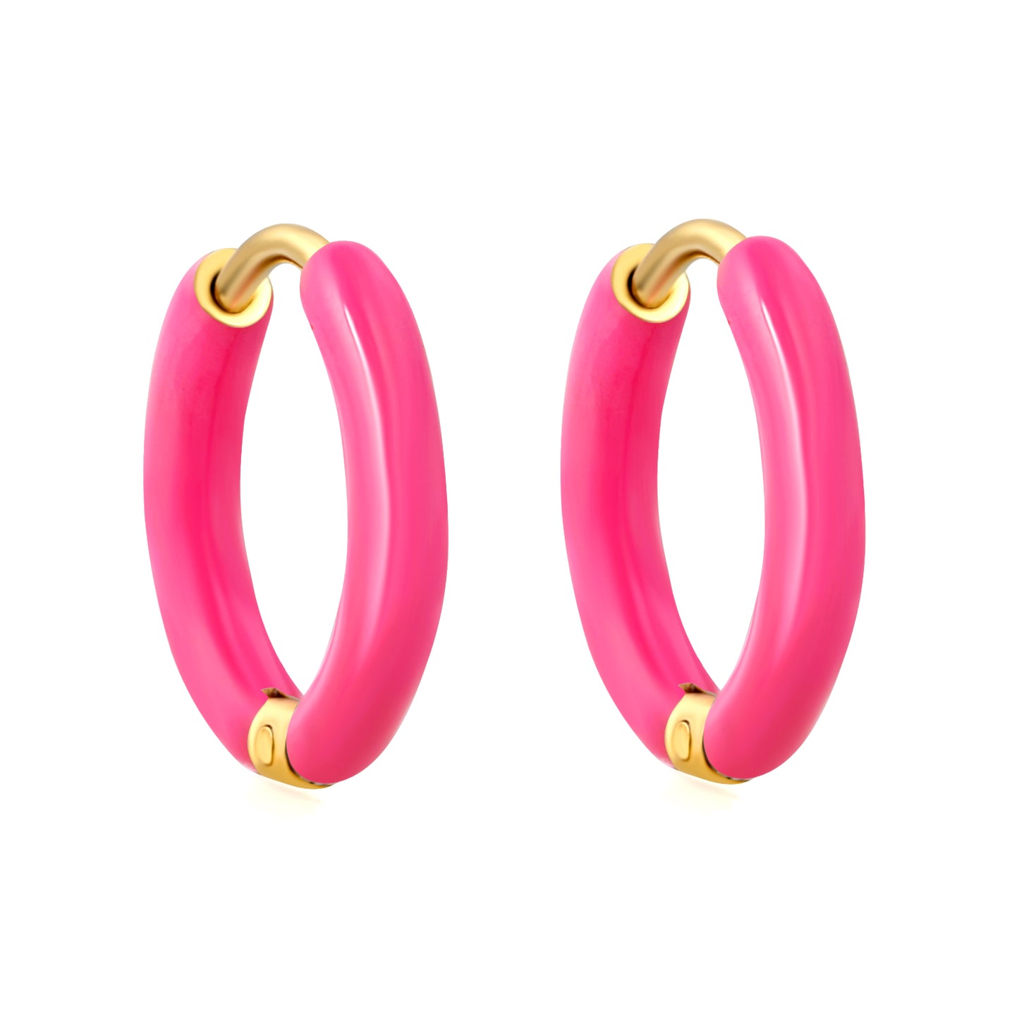 Pink/ Rose/ Blue/ Purple/ Lemon Yellow/ Orange Oil Drip 2mm*I.D. 10mm Earrings Gold Color