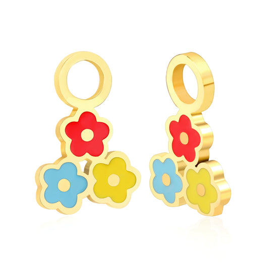Drip oil 8.6*12.9mm three flowers accessories gold color