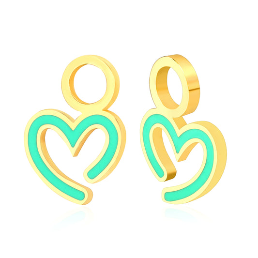 Drip oil 8*11.5mm open heart ring accessories (divided into left and right) gold color