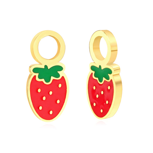 Drip Oil 5.7*12.4mm Strawberry Accessories Gold Color