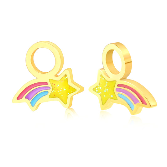 Drip oil 8.6*8.7mm shooting star accessories (divided into left and right) gold color