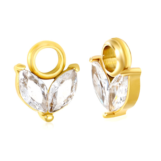 6*6.6mm grass buds with white zirconium fittings + welded 4mm open ring Gold color