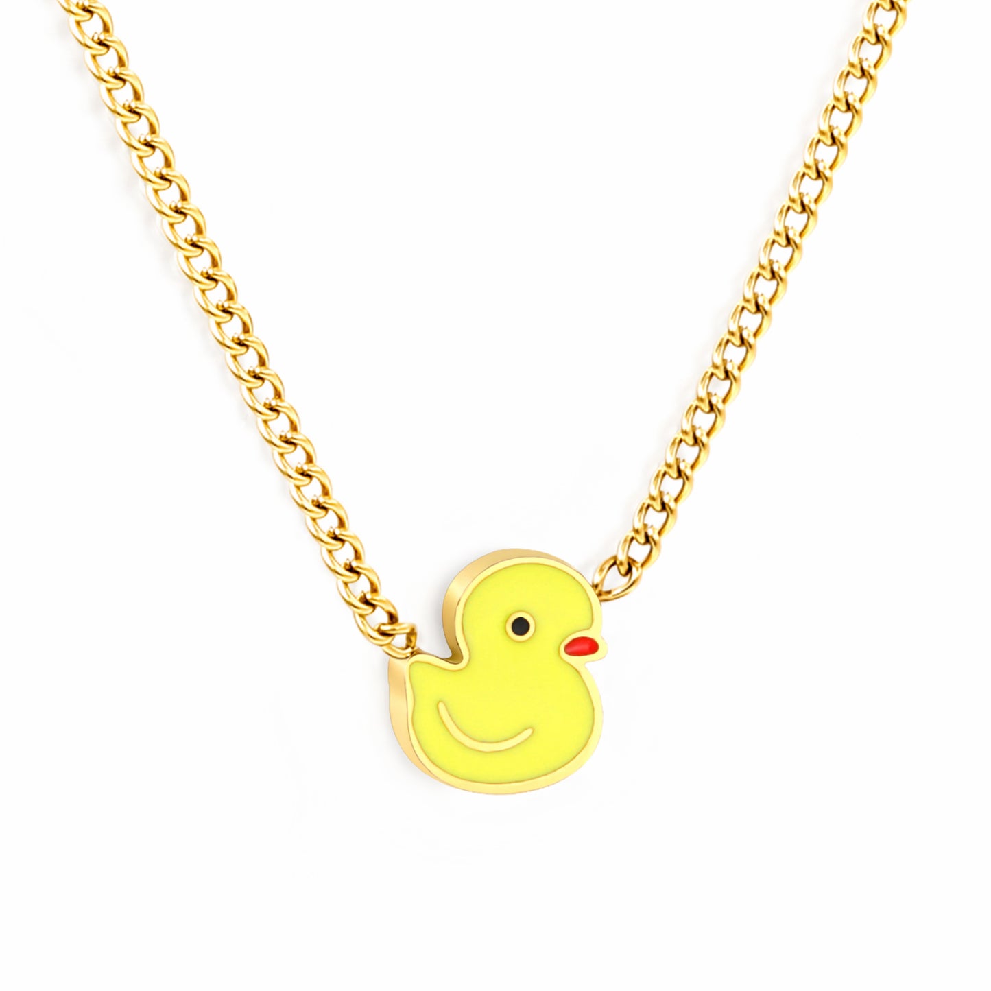 Thick 1.2*6.7*7.4mm yellow duck accessories side chain 1.4mm*40+5cm necklace gold color