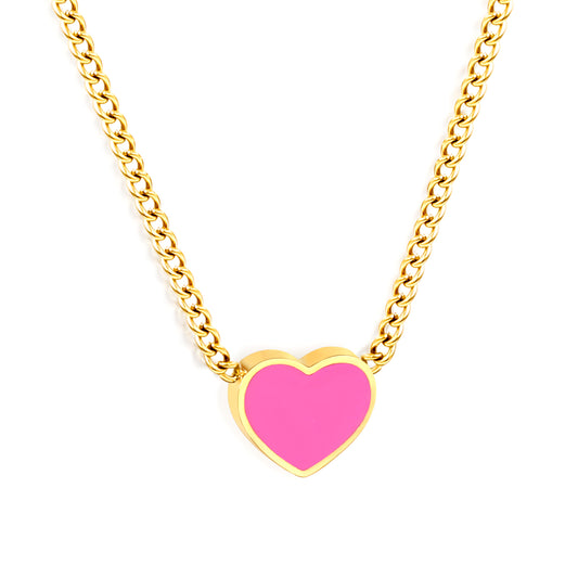 Thick 1.2*6.8*5.8mm heart accessories side chain 1.4mm*40+5cm necklace gold color
