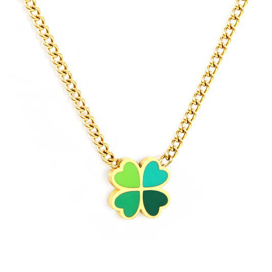 Thick 1.2*8mm clover accessories side chain 1.4mm*40+5cm necklace gold color