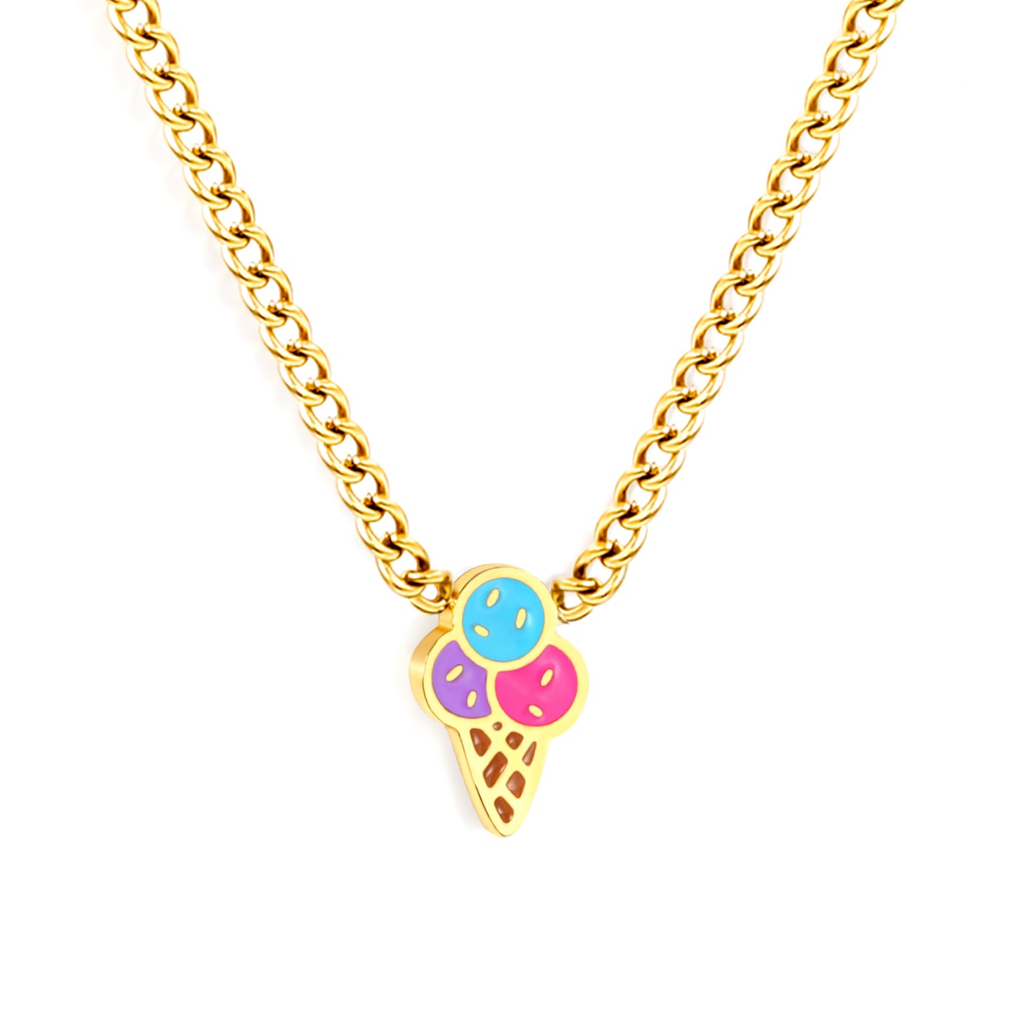 Thick 1.2*5.2*8.3mm ice cream accessories side chain 1.4mm*40+5cm necklace gold color