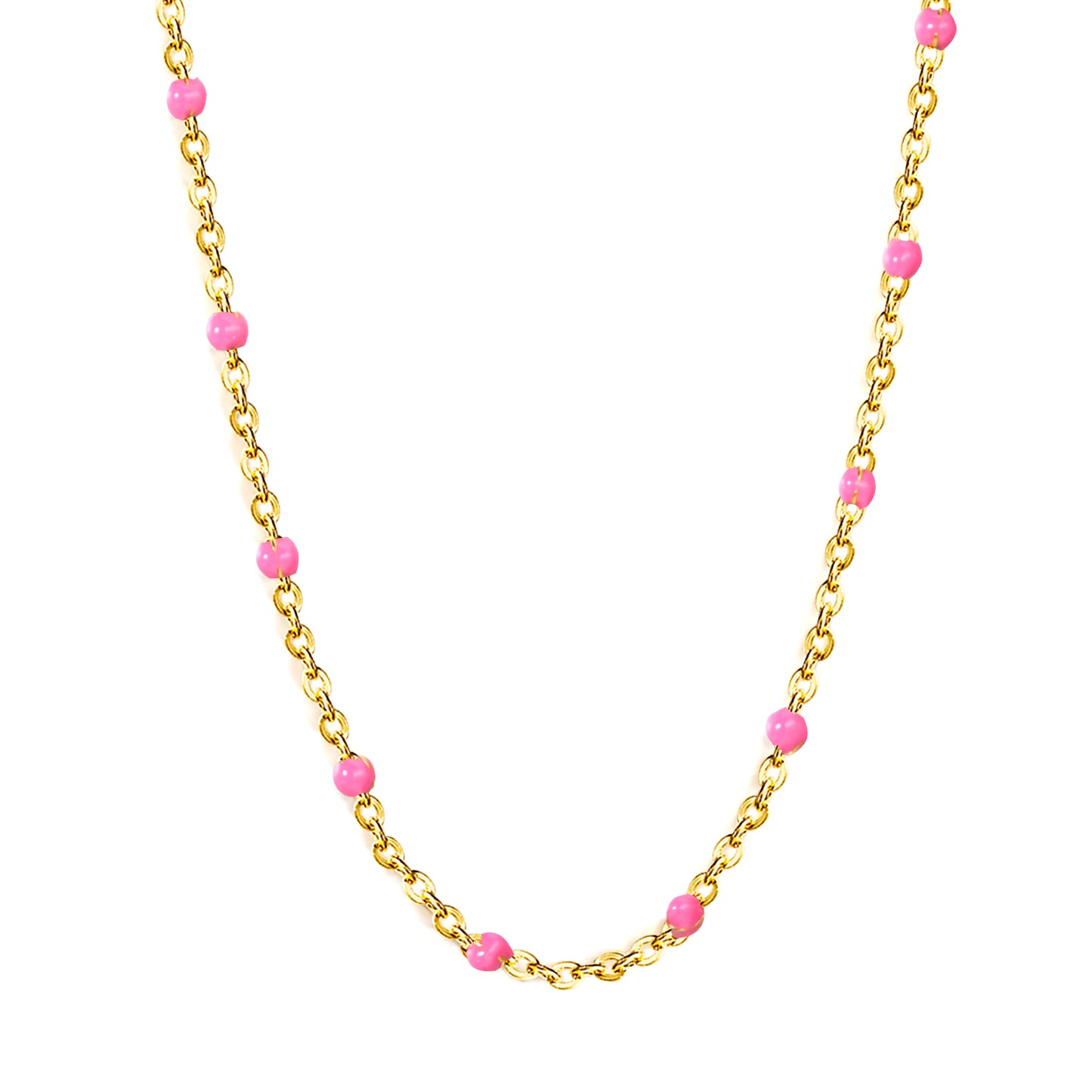 Mixed color/pink/blue oil drip 04 cross chain *35+5cm necklace Gold color