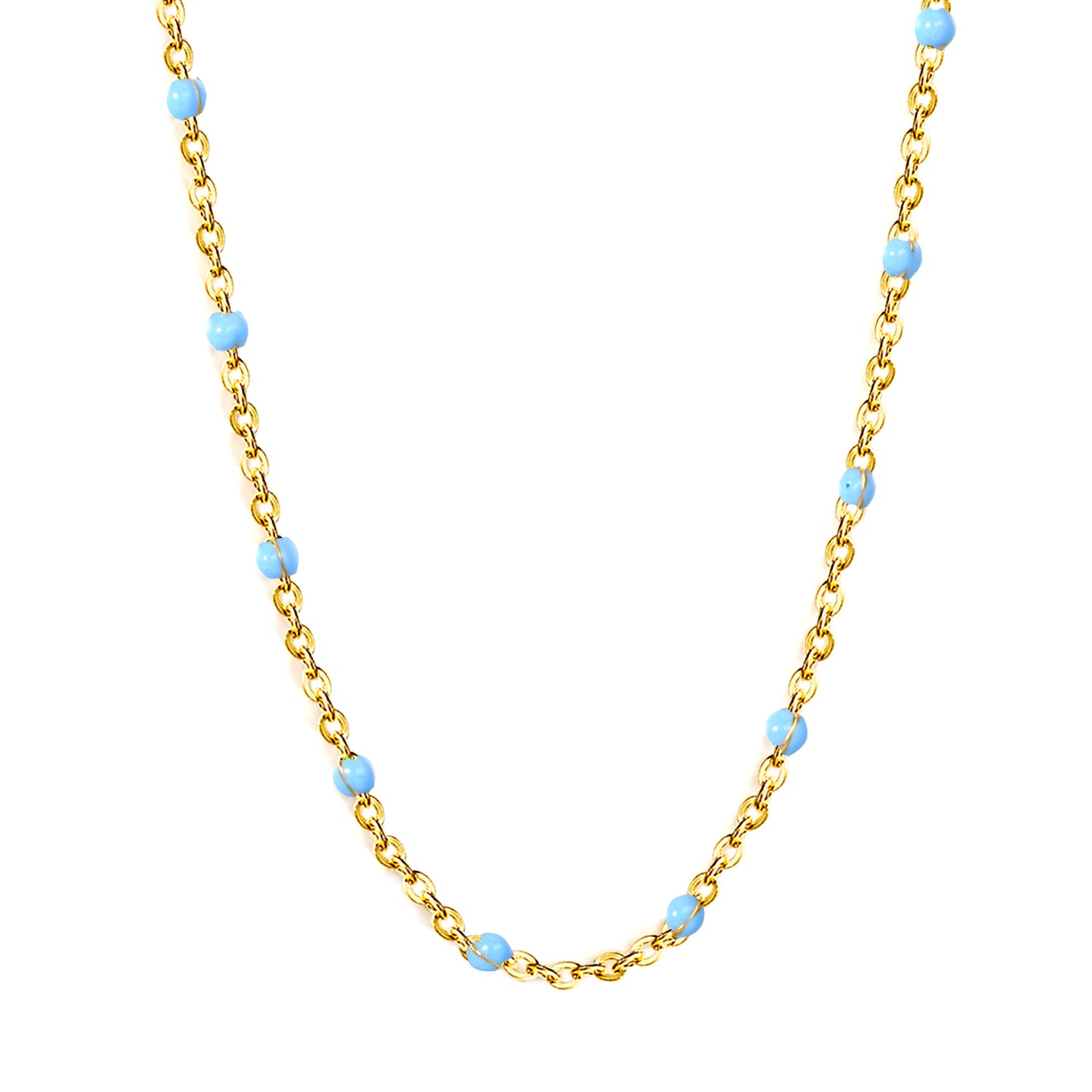 Mixed color/pink/blue oil drip 04 cross chain *35+5cm necklace Gold color