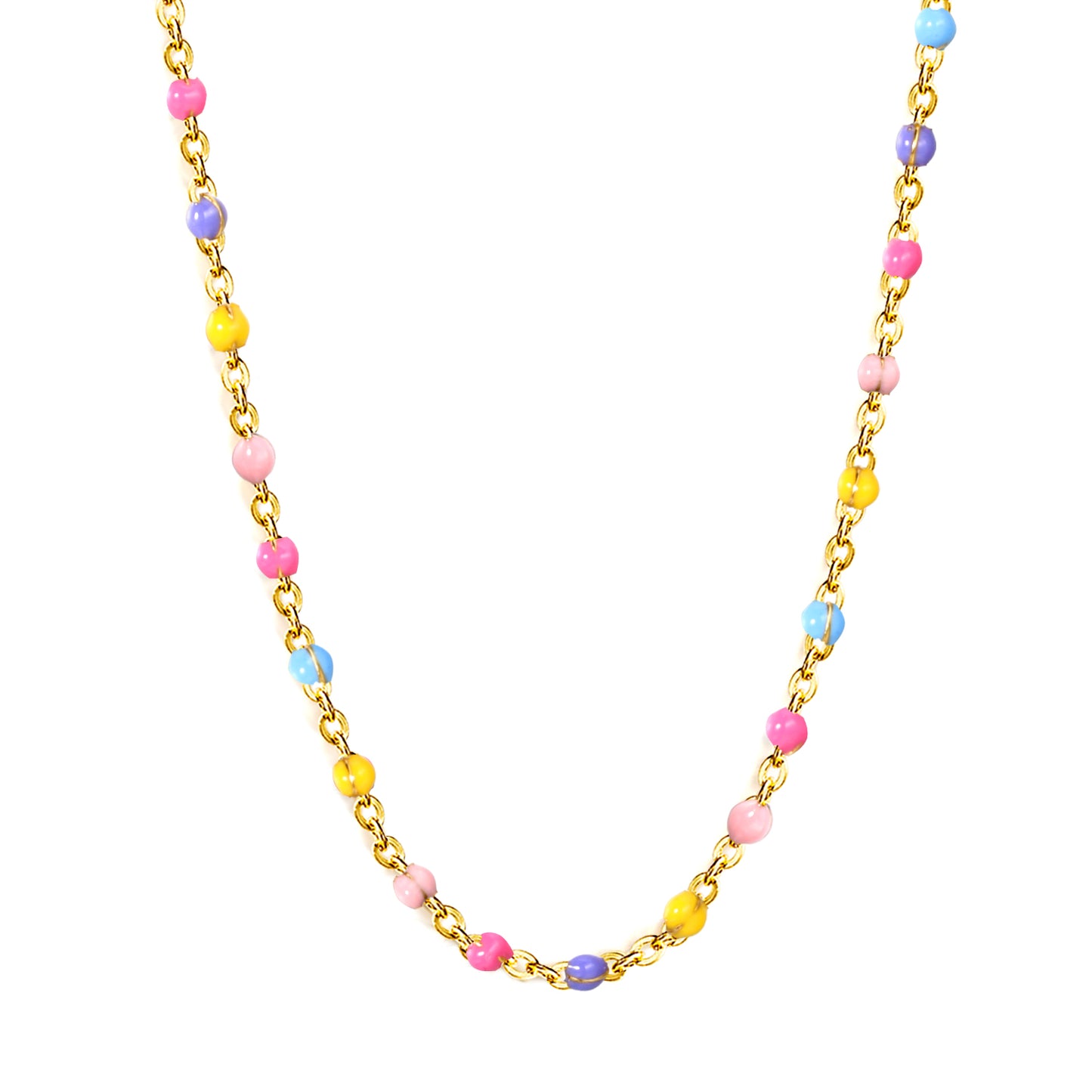 Mixed color/pink/blue oil drip 04 cross chain *35+5cm necklace Gold color