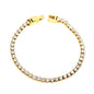 2mm/3mm Round White/Black Crystal Zirconia 17cm Clasp Bracelet Steel/Golden