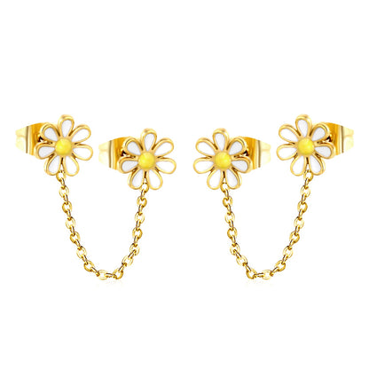 ???8mm six petal flower white/blue oil drops +03 cross chain 30mm accessories earrings gold color??¨¤