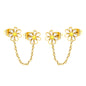 ???8mm six petal flower white/blue oil drops +03 cross chain 30mm accessories earrings gold color??¨¤