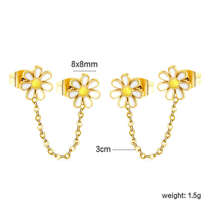 ???8mm six petal flower white/blue oil drops +03 cross chain 30mm accessories earrings gold color??¨¤