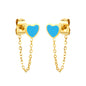 5*5.8mm heart-shaped stick white zirconium/purple drip oil/dark blue drip oil +03 cross chain 30mm accessories earrings gold color