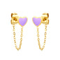 5*5.8mm heart-shaped stick white zirconium/purple drip oil/dark blue drip oil +03 cross chain 30mm accessories earrings gold color