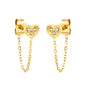 5*5.8mm heart-shaped stick white zirconium/purple drip oil/dark blue drip oil +03 cross chain 30mm accessories earrings gold color