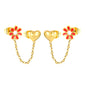 8mm Safflower+6.4*7mm Heart+03 Cross Chain 30mm Accessories Earrings Gold color