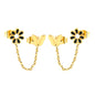8mm black flower + 6.7*5.6mm butterfly + 03 cross chain 30mm accessories earrings gold color