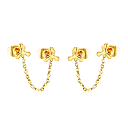 5.8mm Triangle Boomerang+03 Cross Chain 30mm Accessories Earrings Golden