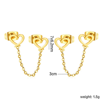 7*6.2mm heart circle+03 cross chain 30mm accessories Earrings Gold color